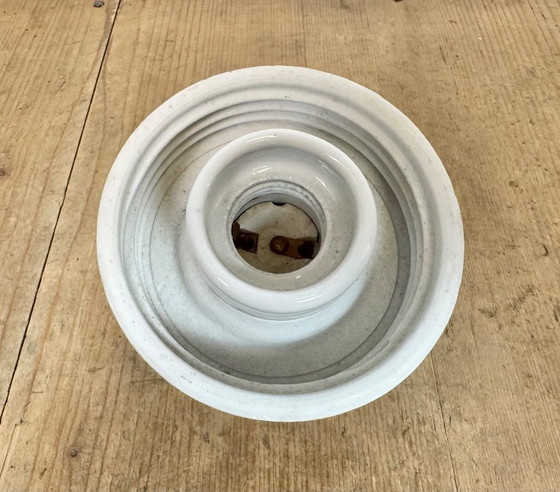 Image 1 of Vintage White Porcelain Wall Light with Clear Glass, 1960s