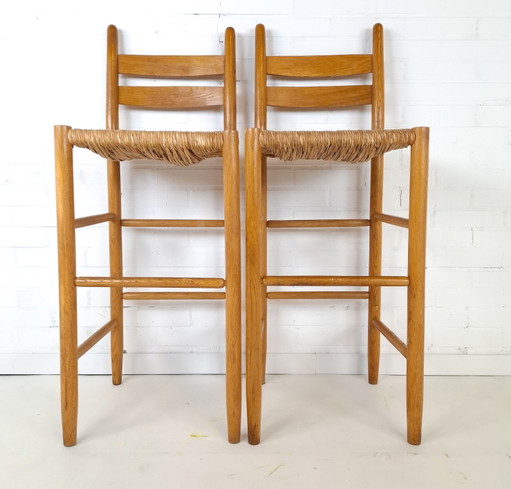 Lot de 2 tabourets de bar vintage minimalistes, style moderne du milieu du siècle, années 70