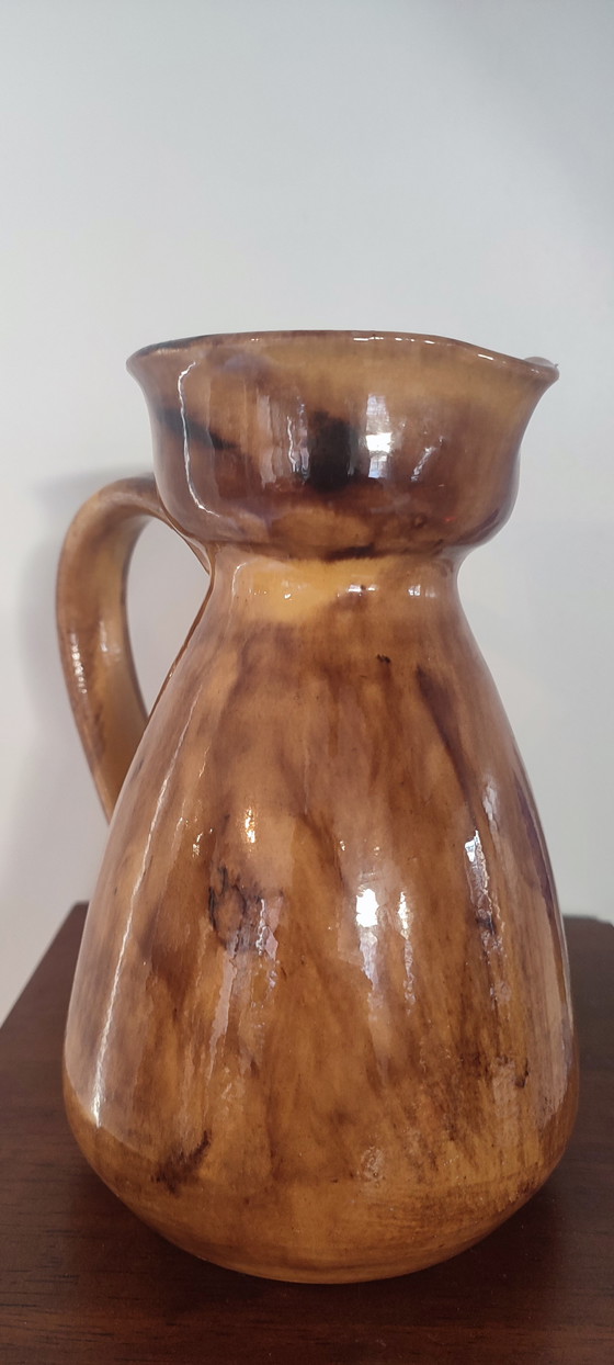 Image 1 of Vintage rustic ceramic pitcher. 1950s/1970s