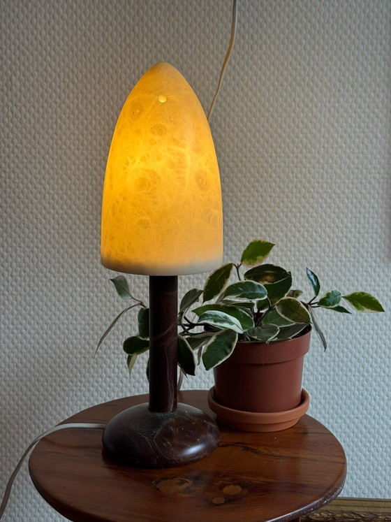 Image 1 of Vintage Alabaster Pegasam Mushroom table lamp