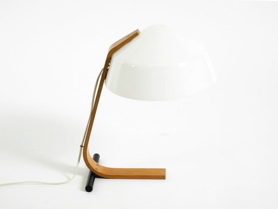 Image 1 of Lampada da tavolo originale Space Age anni '60 in compensato con paralume in plastica di Temde