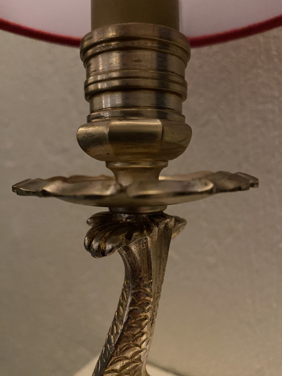 Image 1 of Lampe de table dauphin en bronze et laiton de style rococo