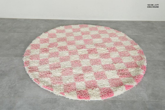 Image 1 of Tappeto rotondo berbero marocchino rosso fatto a mano, 200 cm x 200 cm