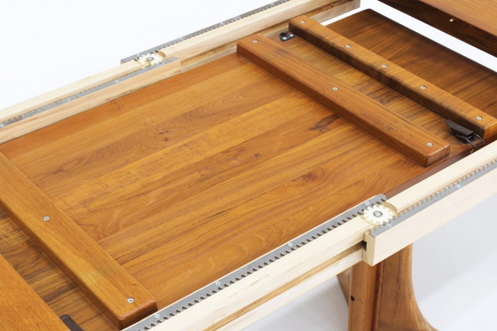 Image 1 of Vintage Danish oval extendable dining table solid teak 1960s