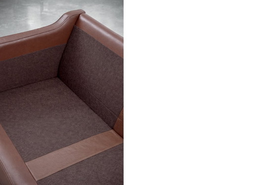 Image 1 of Divano vintage in pelle marrone, stile scandinavo moderno di metà secolo, anni '70