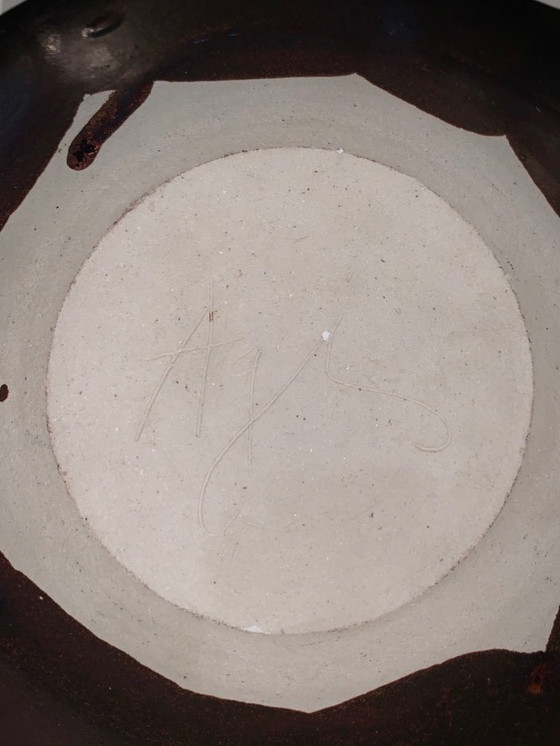 Image 1 of Handcrafted glazed stoneware bowl – Signed "AY" – Pyrenees craftsmanship