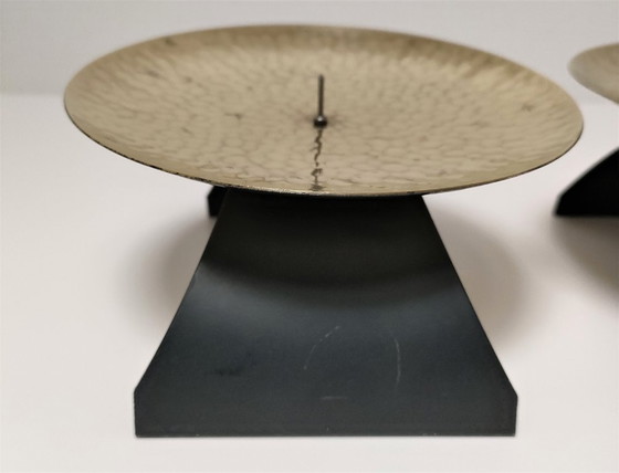 Image 1 of coppia di candelieri in ottone e metallo degli anni '70