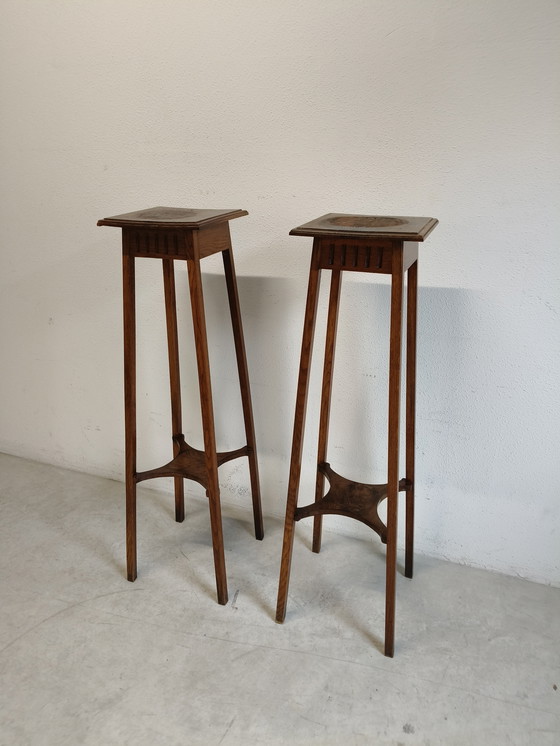 Image 1 of Mesas de plantas o estatuas de roble muy grandes y desgastadas