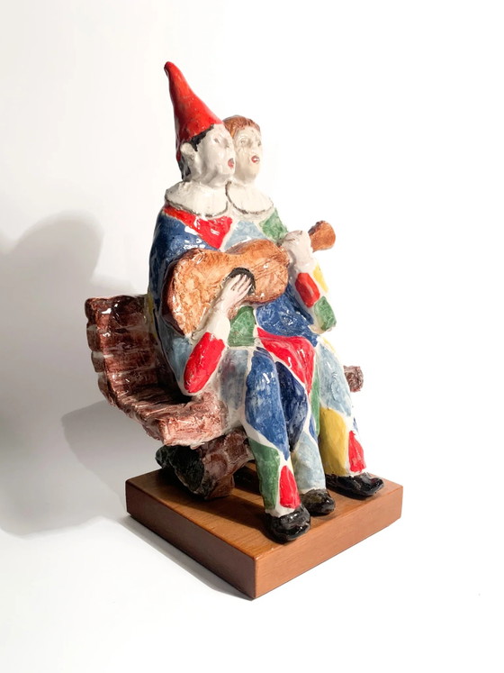 Scultura in ceramica Walter Pozzi Coppia di Musicisti Anni '80 – Sculture (photo 2 of 10)