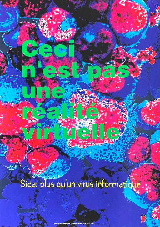 Victor BURGIN Ceci n'est pas une réalité virtuelle (SIDA) original poster 1993