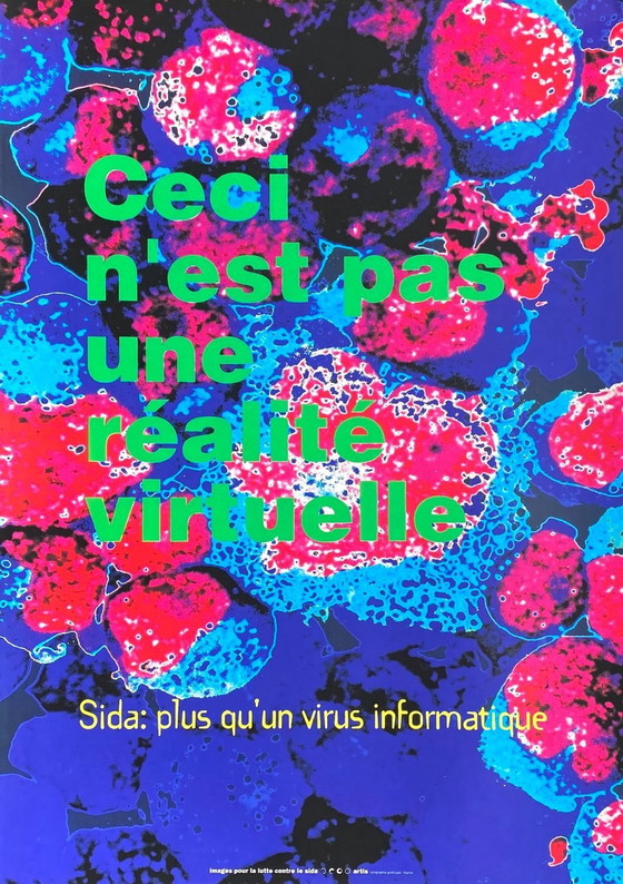 Image 1 of Victor BURGIN Ceci n'est pas une réalité virtuelle (SIDA) original poster 1993