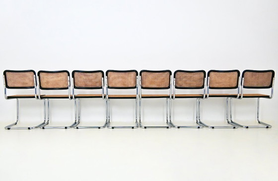 Sedie da pranzo Stile B32 di Marcel Breuer, Set di 8 – Rattan, Legno (photo 5 of 8)