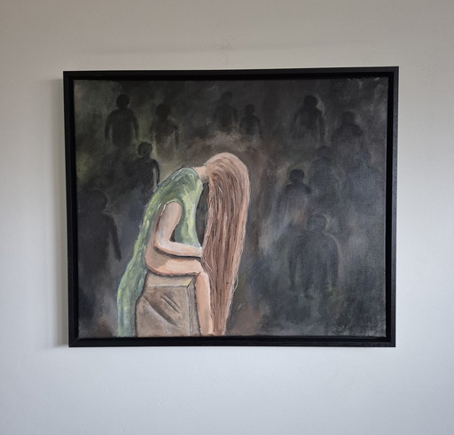 Painting of a woman 'Surrounded and alone'