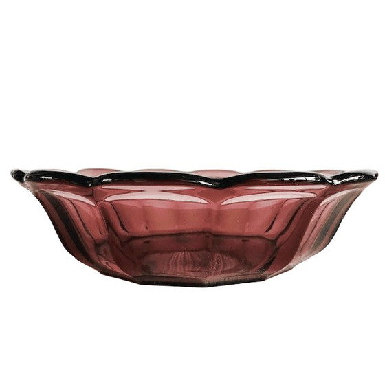 Image 1 of Art-Deco-Obstschale aus Kristallglas in Amethystviolett, 1930er Jahre