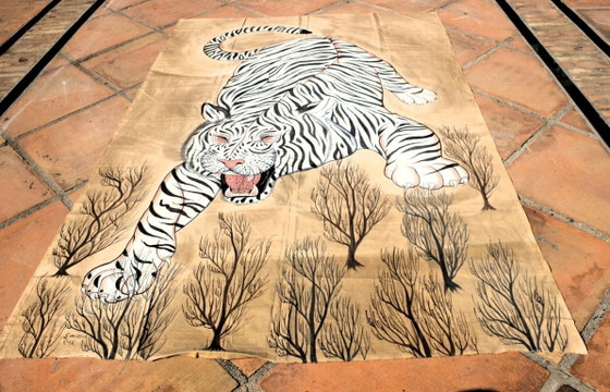 Tigre Bianca 183x122 cm, tela dipinta a mano dall'India. Unica! – Dipinti e disegni, Cotone (photo 6 of 8)