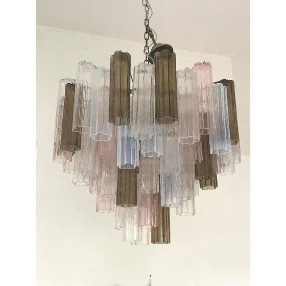 Image 1 of Lustre Spoutnik de luxe en verre de Murano – Tronchi multicolore de style Mazzega