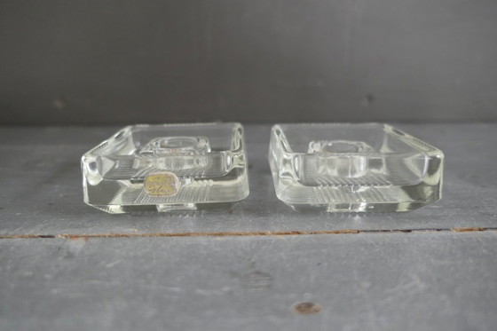 Image 1 of Vintage Bohemia glass candlestick 2 x Czechoslovakia