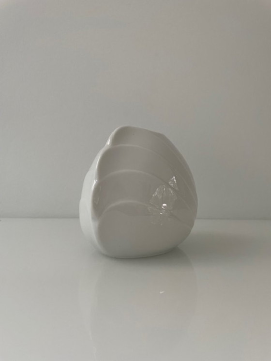 Image 1 of Vintage West German porcelain vase with wave relief