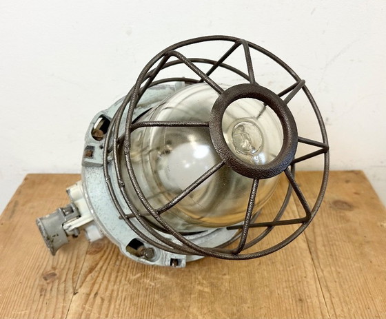 Image 1 of Industrial Bunker Ceiling Light with Iron Cage from Elektrosvit, 1970s