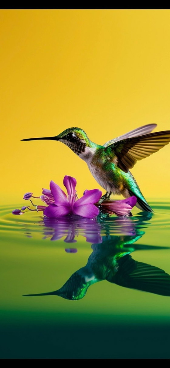 Image 1 of Eric LESPINASSES - Colorful Hummingbird - Artist's Lithograph