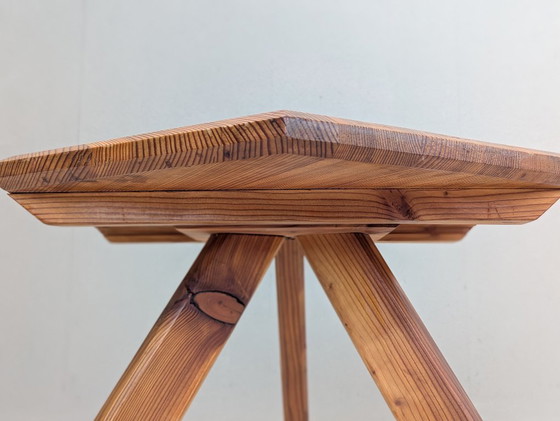 Image 1 of Sculptural Pine Lounge Chair with Table in the Style of Pierre Chapo, France, 1970s