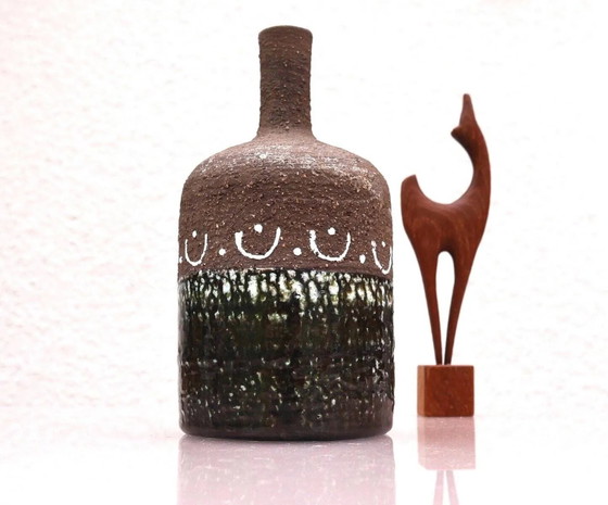 Image 1 of Scandinavian mid-century modern brutalist pottery vases by Hellström for Nittsjö, Sweden, set of 2