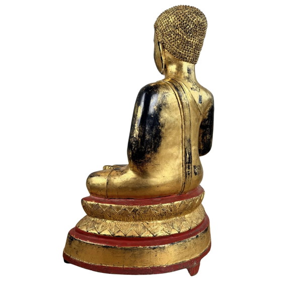 Estatua antigua de Buda birmano de bronce con cuenco de limosnas – 24,2 kg – Esculturas, Bronze (photo 6 of 10)
