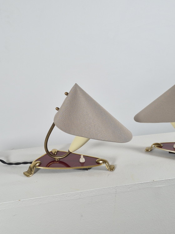Image 1 of Pair of vintage mid century wall lamps bedside lamps brass 