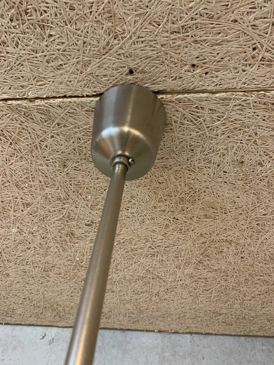 Image 1 of sfera bianca opalina lucida su pendolo in acciaio