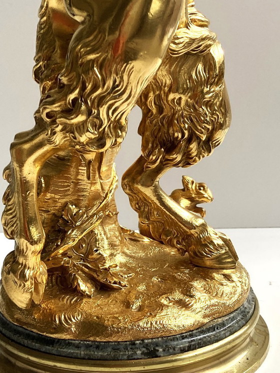 Image 1 of Atypische Skulptur Junger Satyr Fackelträger Bronze vergoldet nach Clodion Statue Kunst