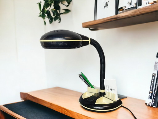 Japanse zwart plastic organiser bureaulamp van Kyoji Tanaka voor Rabbit Tanaka, jaren 1980
