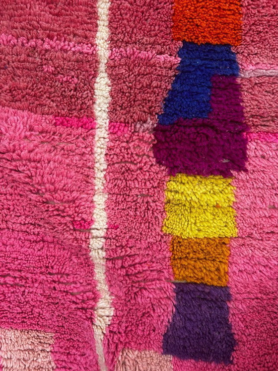 Image 1 of Tapis marocain rose fait main 200x310 cm, tapis doux et moelleux, décoration bohème