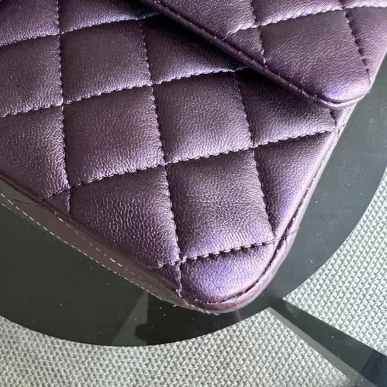 Image 1 of Chanel Classic Flap Quilted Lambskin Purple Silver Hardware Series 24