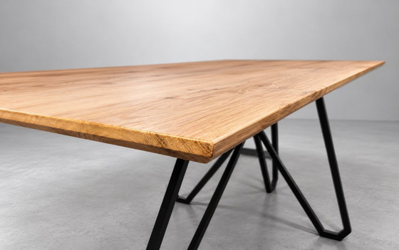 Dining table with wooden top and black metal base, Reclaim Studio, Brown, Modern (photo 7 of 7)