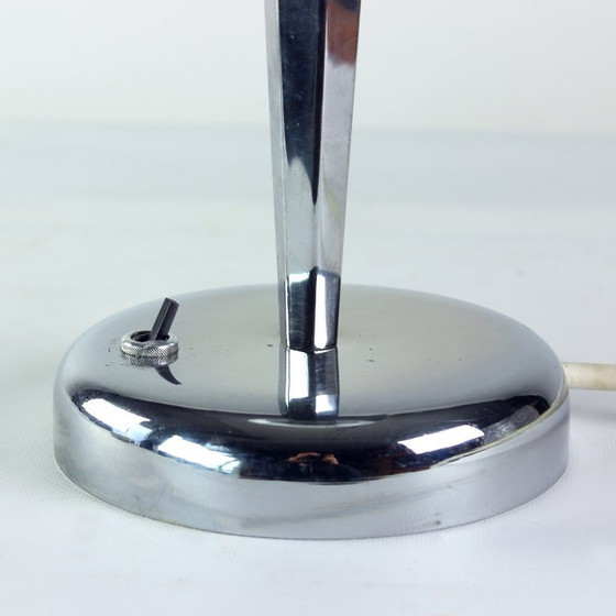 Image 1 of Art Deco Table Lamp In Chrome And Glass, Czechoslovakia 1940s