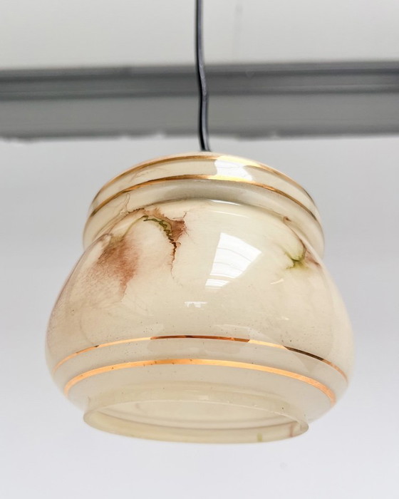 Set di 2 lampade da soffitto vintage con motivo marmorizzato, anni '60 – Lampade a sospensione, Glass (photo 6 of 9)