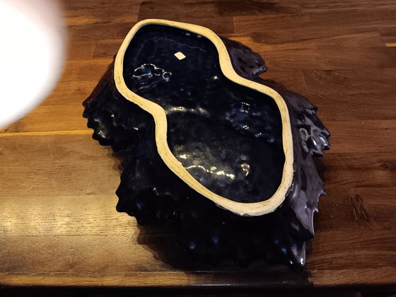 Image 1 of Ciotola (per la frutta) francese d'epoca a forma di foglia in ceramica di Vallauris