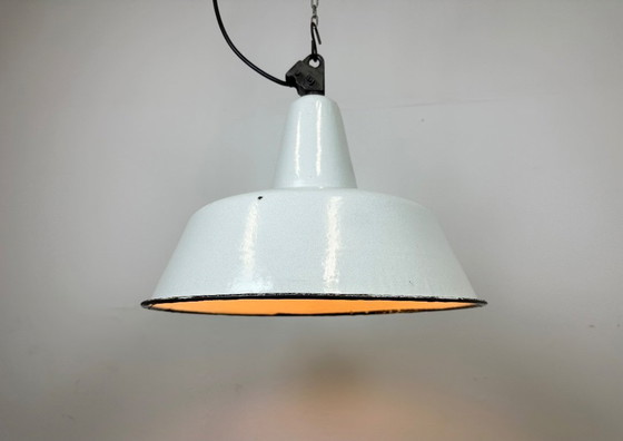 Image 1 of Large Industrial White Enamel Factory Pendant Lamp from Zaos, 1960s