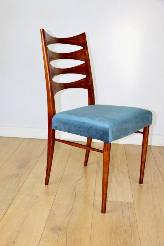 Image 1 of Danish vintage chairs blue turquoise vintage - set of 4 - great set