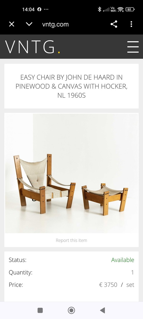 John De Haard für die Jonkers Brothers – Gebr. Jonkers, Sessel, Wood, Canvas (photo 6 of 6)