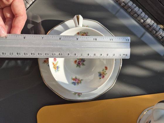 Image 1 of ULIM Limoges theeservies - années 50/60 - Bloemenporselein in landelijke stijl