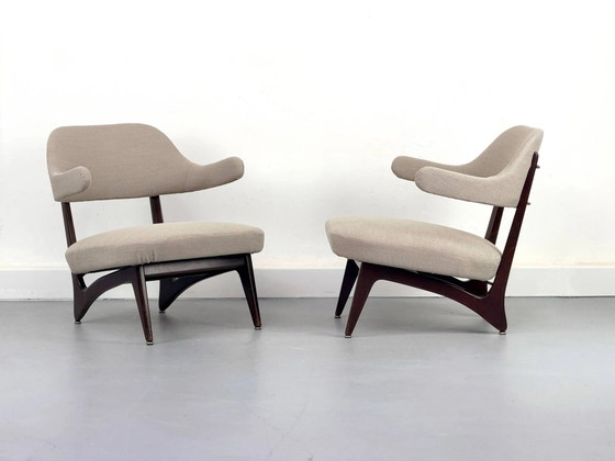 Poltrone lounge con nuovo tessuto, anni '50, Set di 2 – Legno, Mid Century Modern (photo 20 of 23)