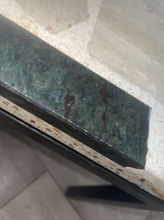 Image 1 of Vintage Brutalist Palladiana Coffee Table – 1970s – Onyx, Verde Antico & Travertine