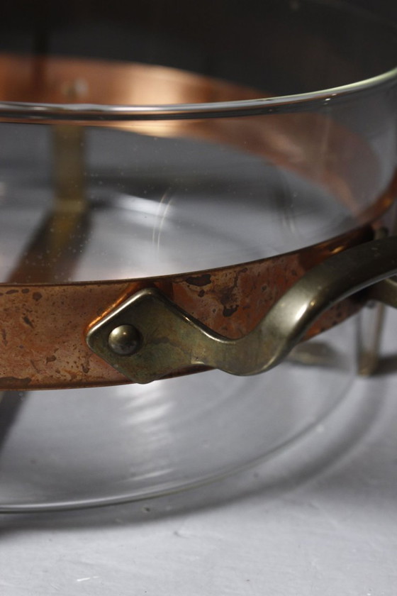 Nilsjohan Sweden - Grand Plat Four/Service Cuivre & Verre "Traktör" Design 1980s – Accessoires de table, Glass (photo 5 of 8)