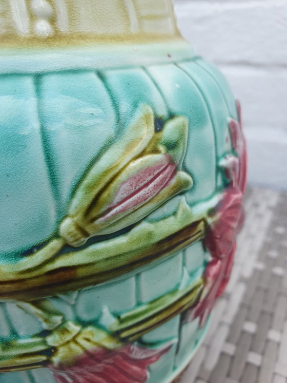 Image 1 of Antique A. Mouzin - Lecat majolica jug - ca 1900 - good condition