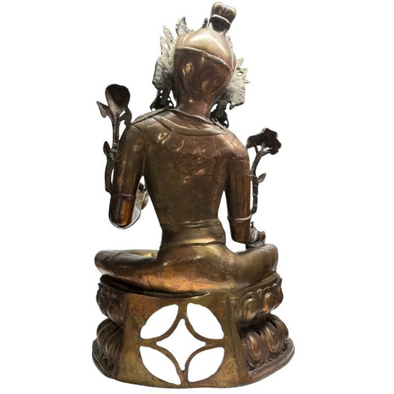 Antigua estatua tibetana de Tara en bronce dorado al fuego – lote 463 – Esculturas, Bronze, Gold (photo 6 of 17)