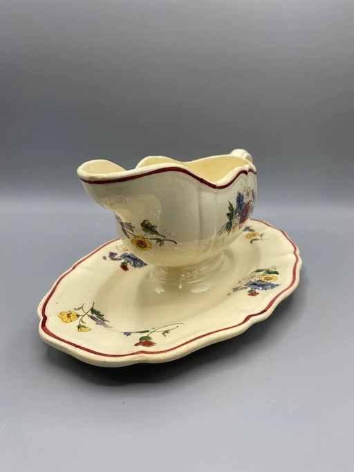 Digoin Sarreguemines Saucenschüssel aus Steingut, Agreste-Dekor, Wildblumensträuße – servies (photo 2 of 6)