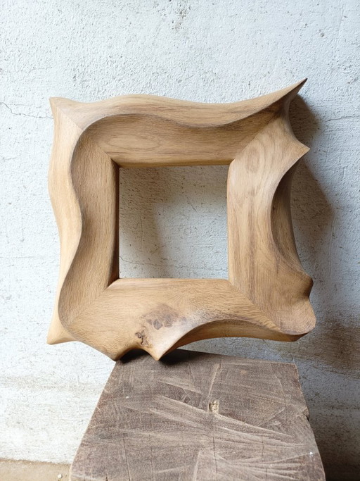 Marco/espejo de roble tallado, forma orgánica – spiegels, Wood