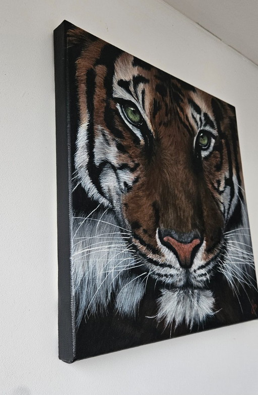 Handgemaakt acrylverf schilderij tijger