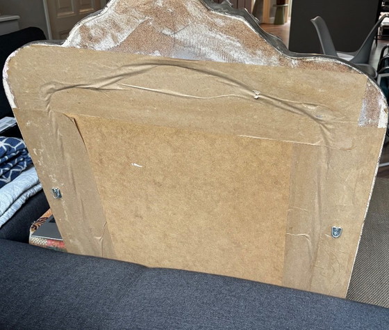 Barokke spiegel met zilverkleurige lijst, Hout (foto 5 van 5)